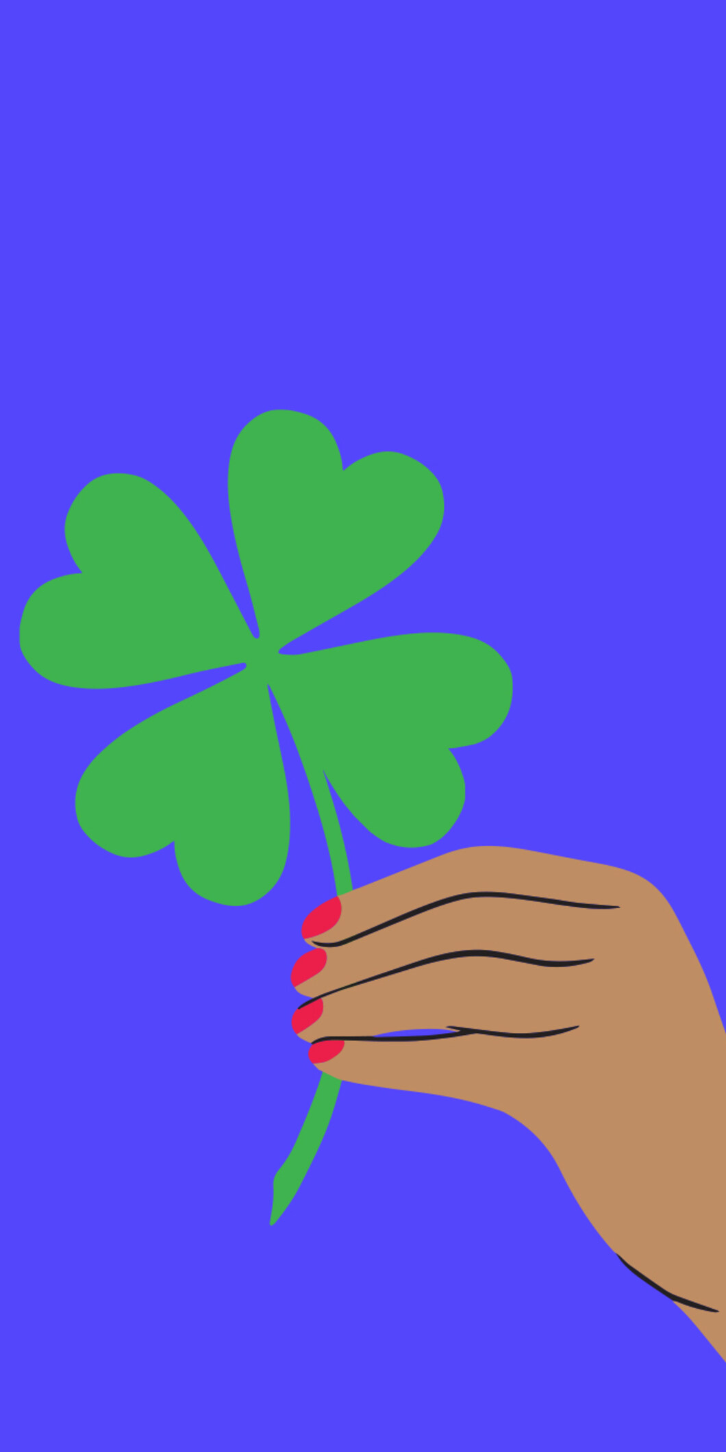 Illustratie van een hand met een klavertje vier